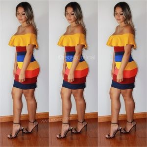 Hot Miami Styles Colorful Mini Stripe Mini Dress